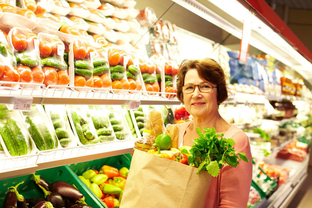 retiree shopping for groceries