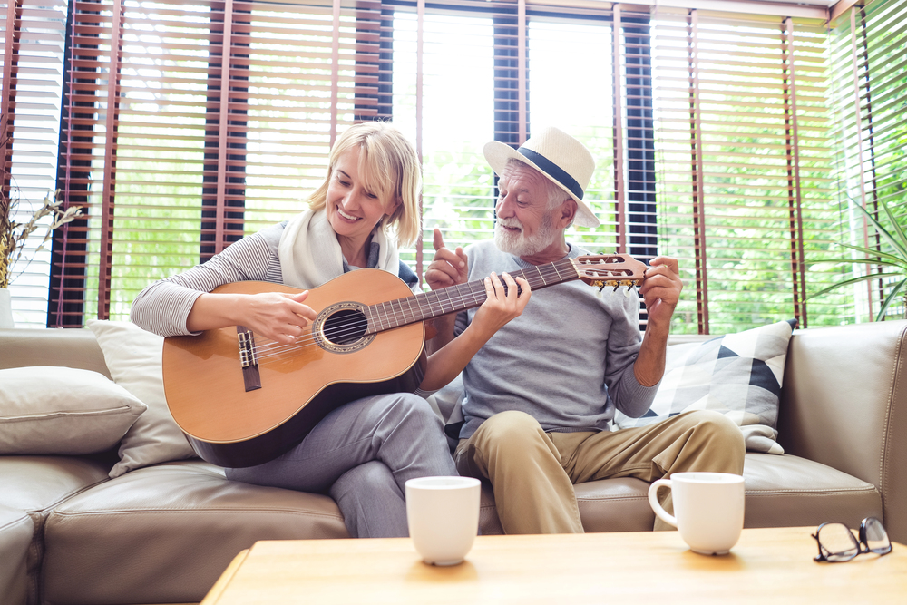 retiree playing guitar
