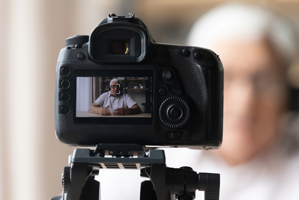 retiree shooting a youtube video